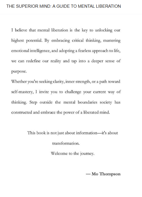 The Superior Mind: A Guide to Mental Liberation Book